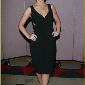 NWT Y2K Black Halo Sleeveless V-Neck Cut-Out Jackie O Dress Black Women's Size 2
